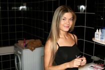 Latex catsuit blowjob &